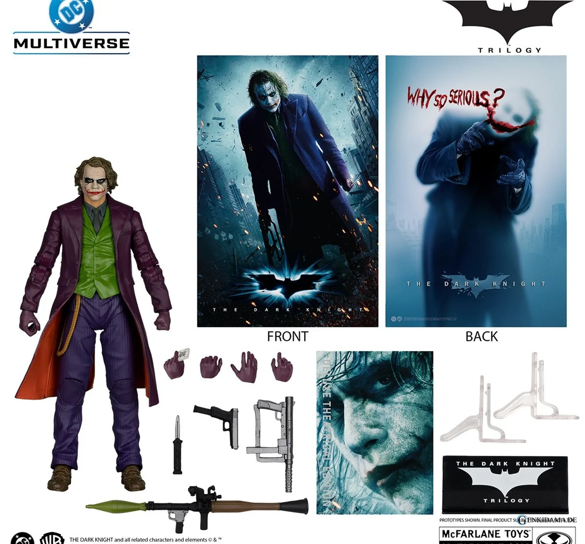 DC Comics - DC Multiverse: 7 Inch Action Figure - Deluxe Theatrical Edition: The Joker [Movie / The Dark Knight Trilogy] - Image 6