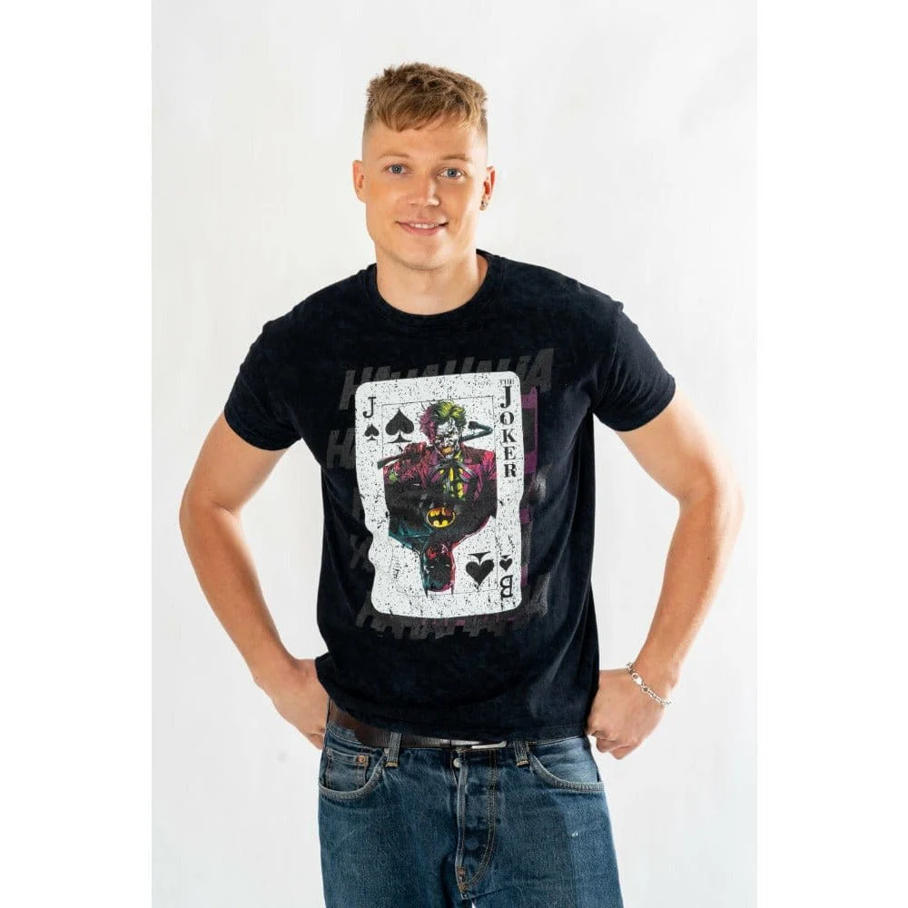 DC Comics T-Shirt The Joker Playing Card (Auswasch-Optik / Vintage Style)