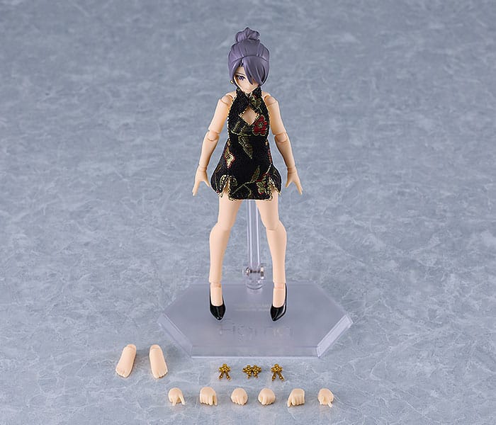 Female Body (Mika) - Mini Skirt Chinese Dress Outfit (Black) - Max Factory - Image 8