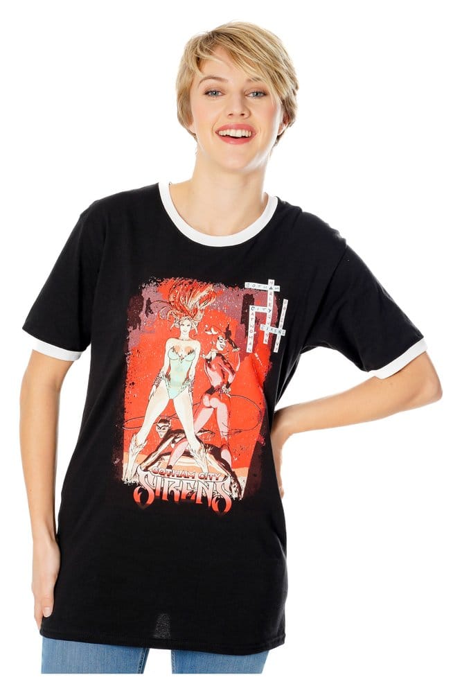 Gotham City Sirens T-Shirt Crossword Black Ringer - Image 5