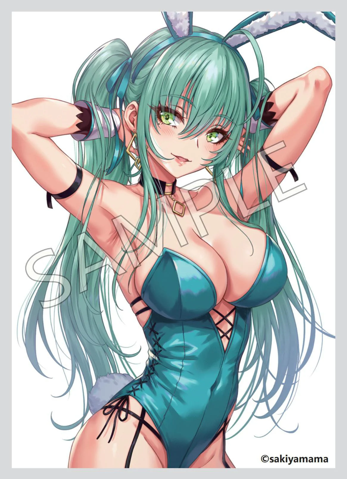 Green Twin Tail Bunny-chan Fishnet Tights Ver. Original Character PartyLook - Image 15