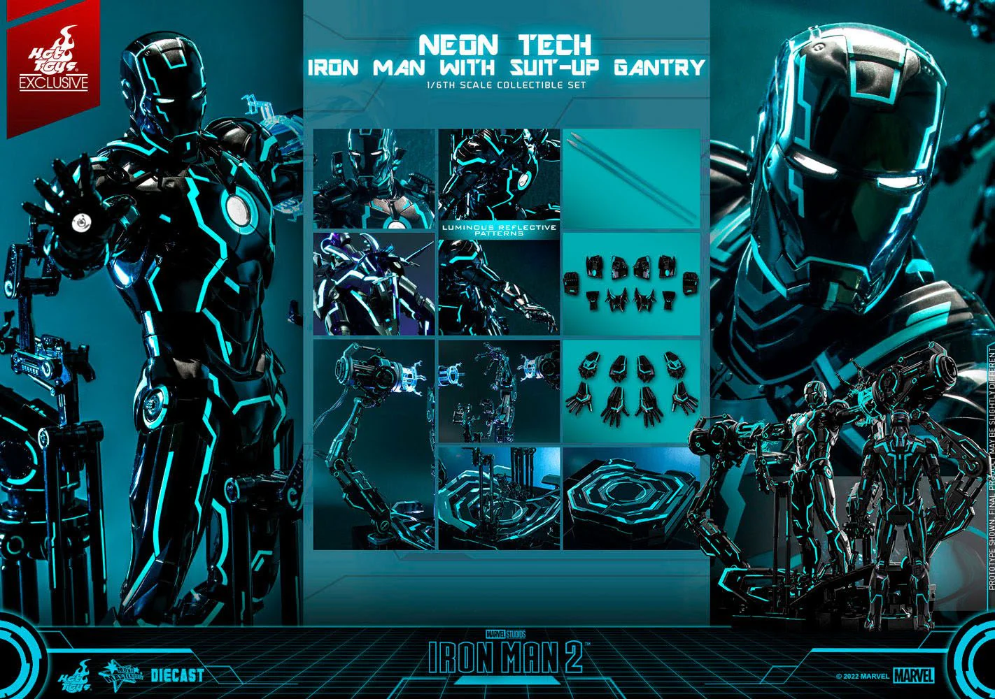 Neon Tech Iron Man mit Suit-Up Gantry Hot Toys - Image 19