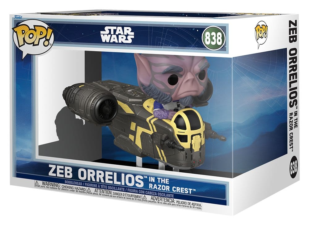 Star Wars: The Mandalorian and Grogu POP! Rides Deluxe Vinyl Wackelkopf-Figur Zeb Orrelios in the Razor Crest - Image 2