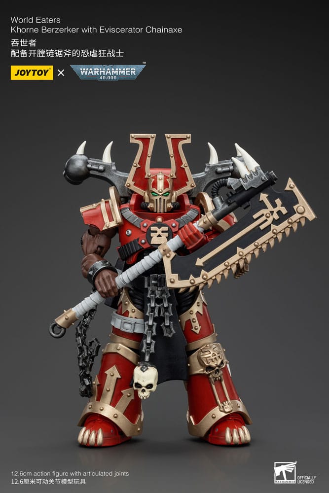 Warhammer 40k Actionfigur World Eaters Khorne Berzerker with Eviscerator Chainaxe